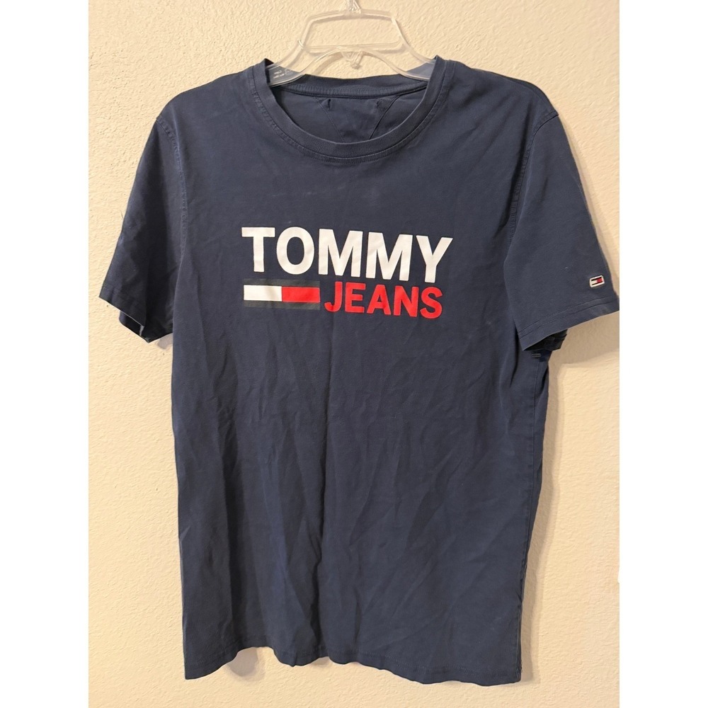 Tommy Jeans Men's Navy Blue T Shirt Logo Graphic Short‎ Sleeve